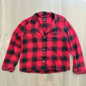 Madewell Cotton Flannel Red Black Plaid Long Sleeve Button Up Pajama Top Medium